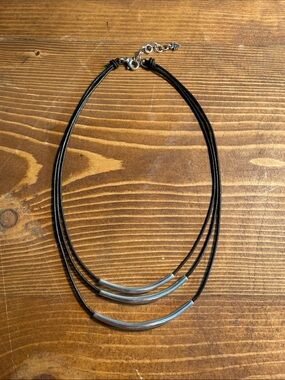 Silpada Black Multi-Strand Leather Necklace with Sterling Silver simple Accents